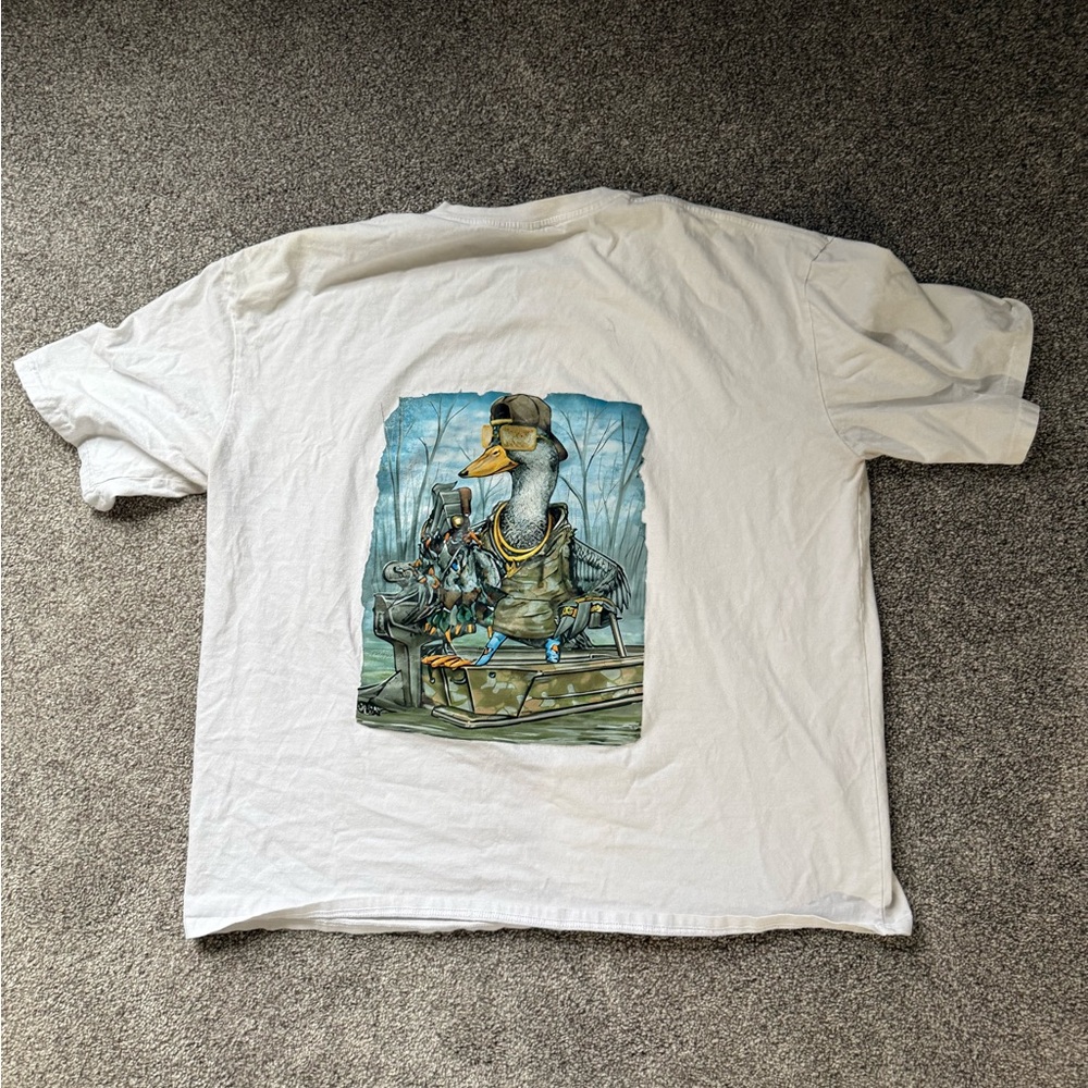 White Graphic Short-Sleeve Men’s T-Shirt with Duck Illustration